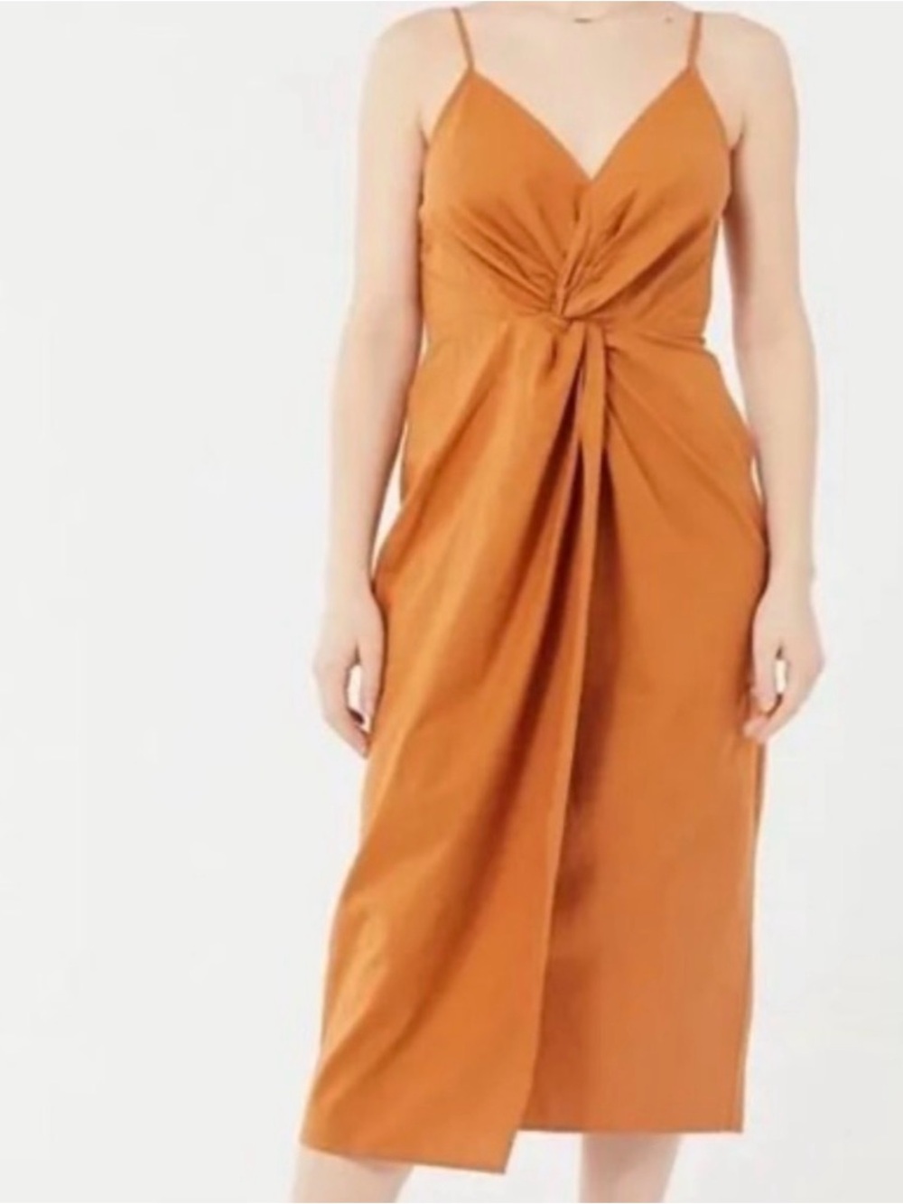 Urban Outfitters 100% cotton Twist-Front Midi Dress - Rust size s